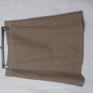 Eddie Bauer Tan Wool Blend Skirt With Diagonal Stitch. Size 18